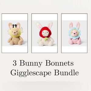 Gigglescape set of 3 8'' Bonnet Bunnies